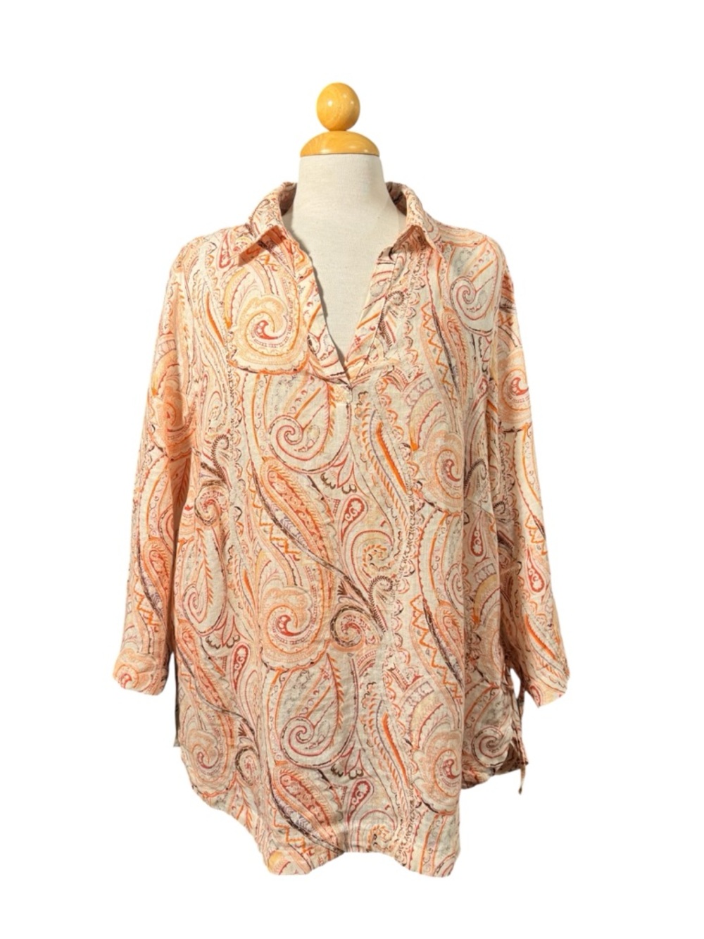 Rachel Zoe Peach Paisley V-Neck Tunic